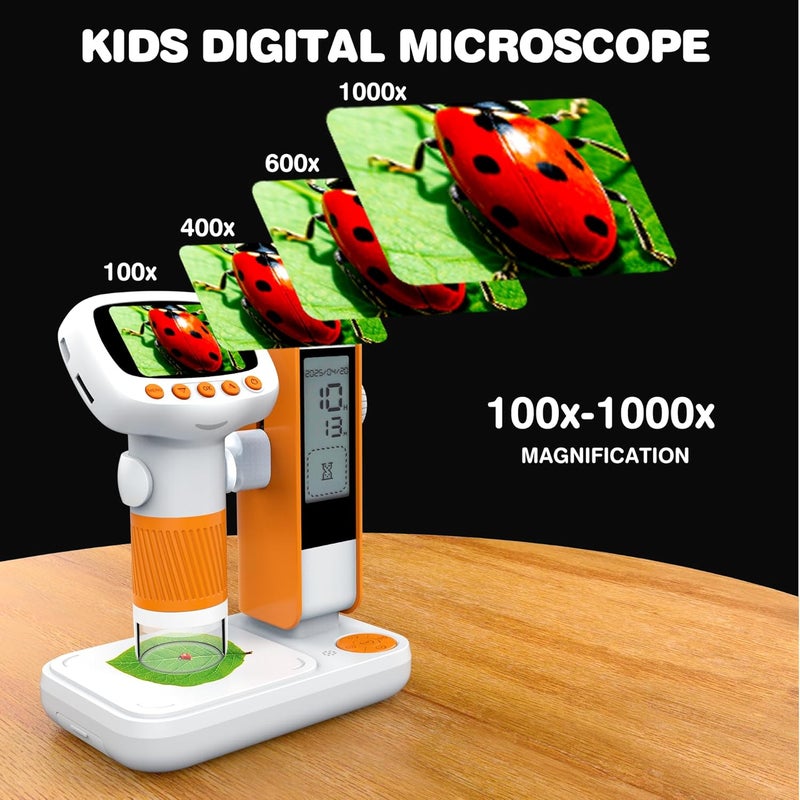 Cobest Microscope for Kids,1000X Portable Handheld Microscopes w/Base Stand, 2" HD Screen Pocket Microscope USB Support Camera and PC Video, Digital Microscopes for Kid, Christmas Birthday Gifts - Image 5